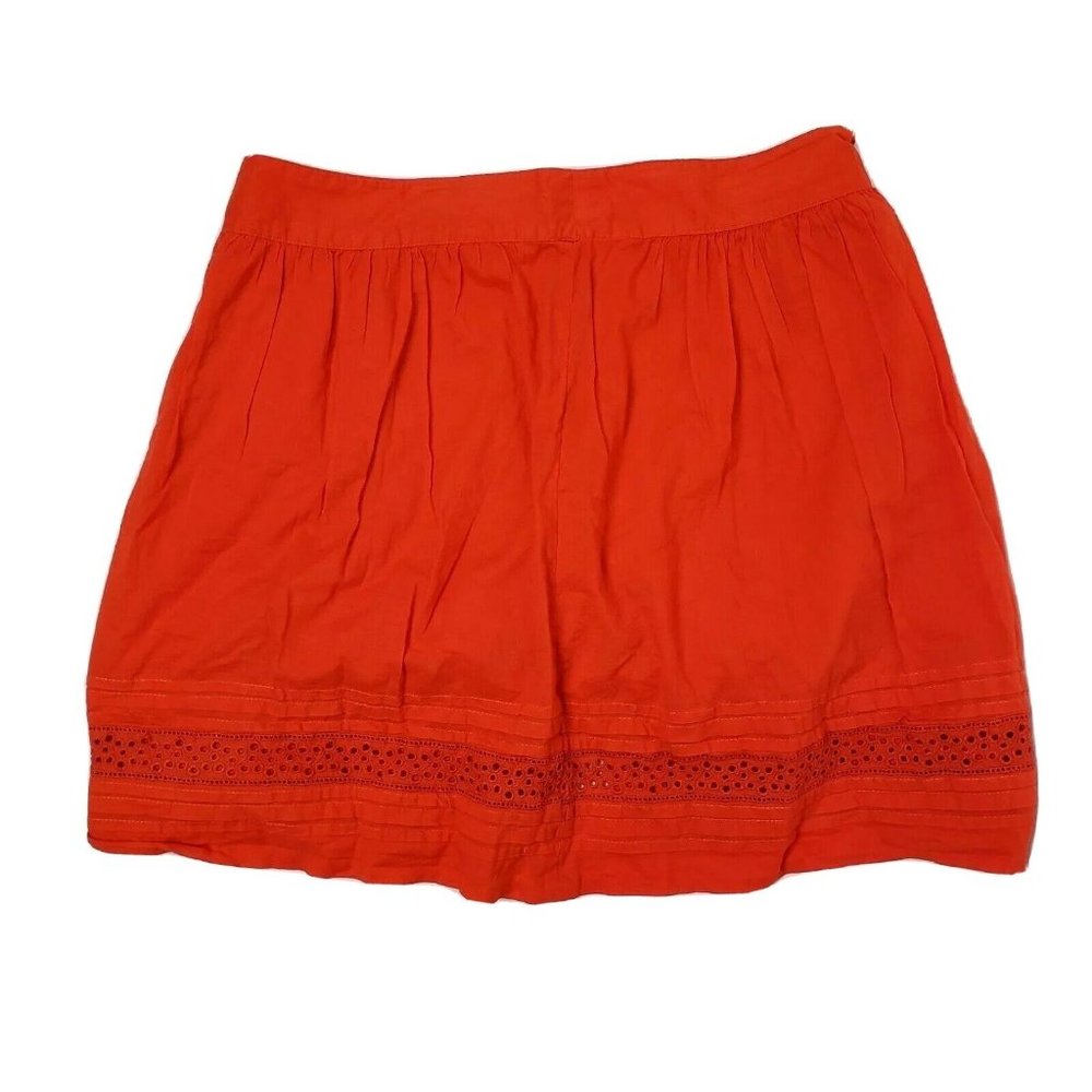 Ann Taylor Loft Skirt Womens Size 12 Solid All‎ Orange Eyelet Detail 100% Cotton